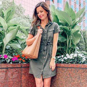Olive Green Military Shirt Dress